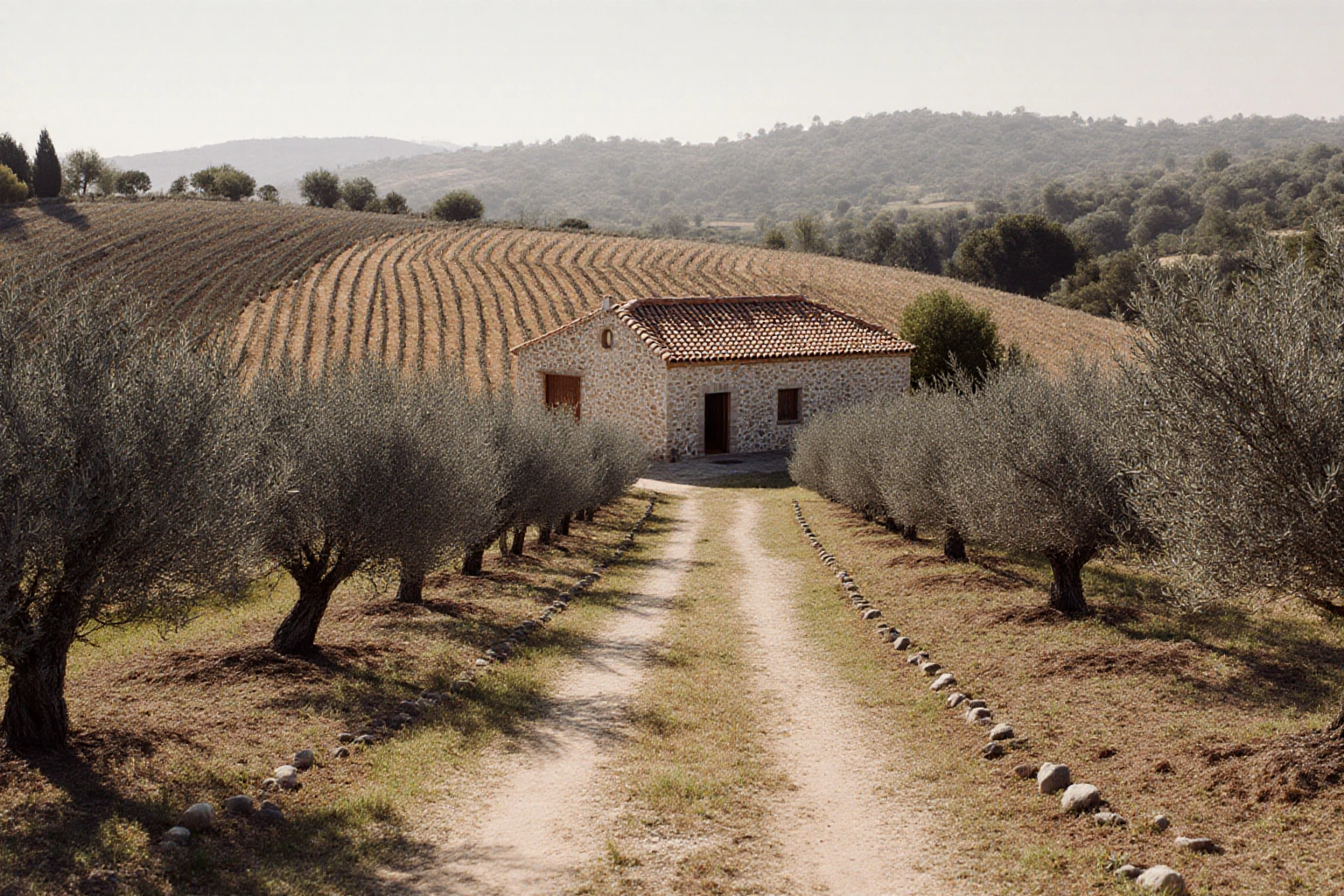 Spanish agricultural landscape with cultivated fields